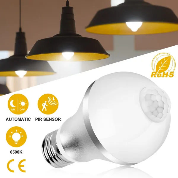 E27 Motion Sensor Light Bulb 9W/5W 1000LM 6500K Dusk To Dawn Automatic On/Off LED Light Bulb Indoor Outdoor Use