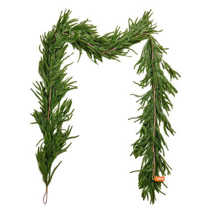 Faux Norfolk Christmas Garland 9Ft Artificial Greenery Xmas Decor For Fireplace - view 8