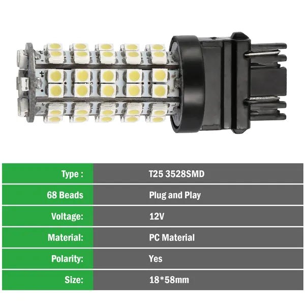 10Pcs/Kit LED Car Light Bulbs 760lm T25 3528SMD 6000K Pure White Auto Lamps Replacement - view 4