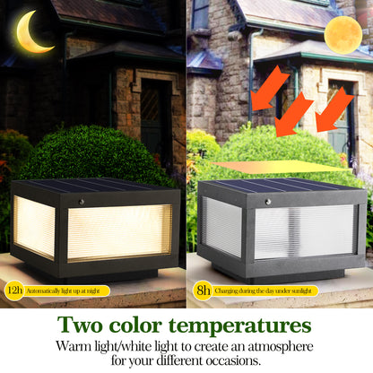 12inch Black Solar Powered LED Post Cap Light, Modern Outdoor LED Fence Light For Pathways, Decks, And Patios1-Pack - view 5