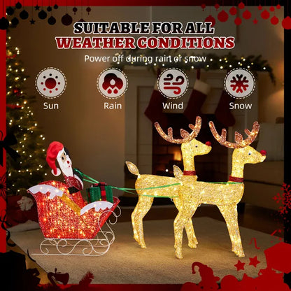 Lighted Reindeer Pulling Sleigh Christmas Decorations, Pre-lit Holiday Decor With270Warm White LEDfor Xmas Outdoor - view 7