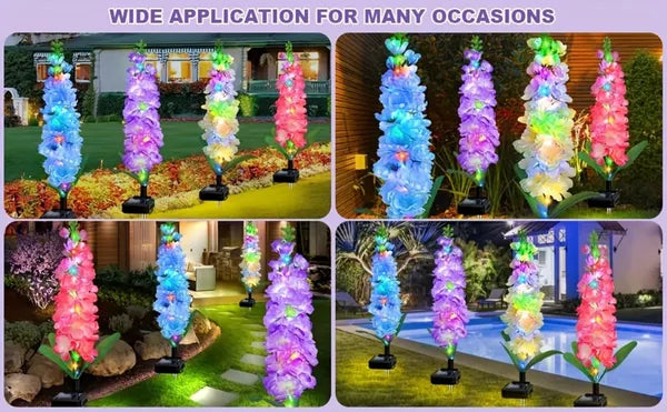 Solar Powered Hyacinth Flower Light, Solar Garden Patio Yard Decor, Color-Changing, Waterproof, Energy-Efficient
