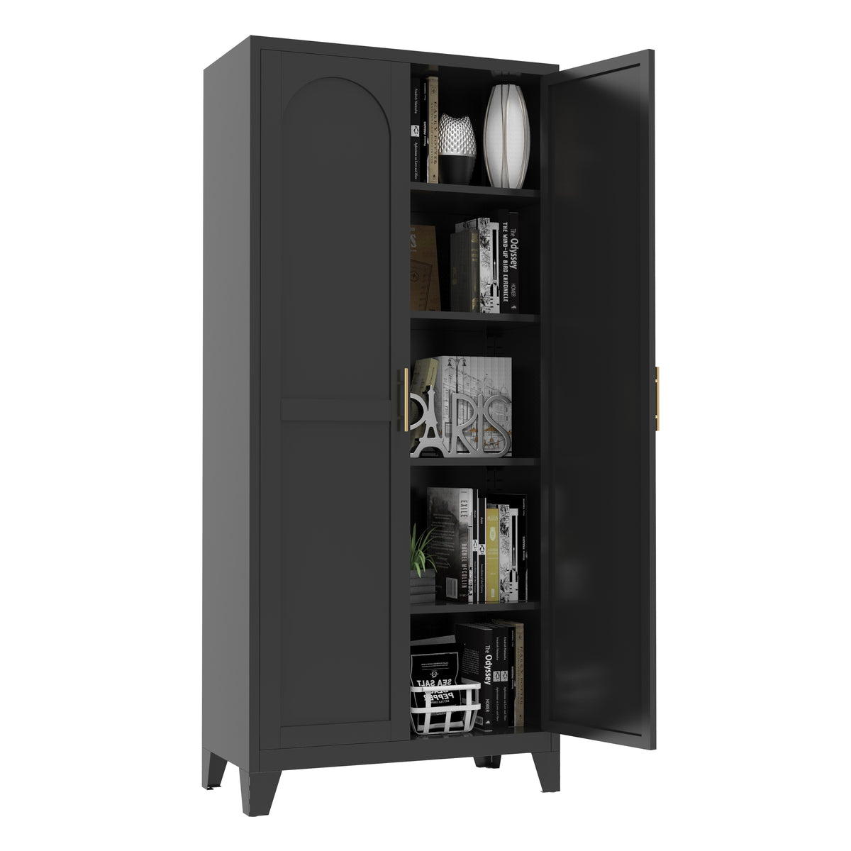 71'' 2 Shapely Doors Cabinet, Metal Storage Cabinet With Doors And Adjustable Shelves, For Bedroom, Living Room - view 8
