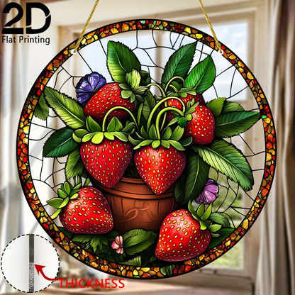 Acrylic Strawberry Hanging Decor Colorful Window Wall Art Garden Ornament Unique Gift for Nature Lovers - view 5
