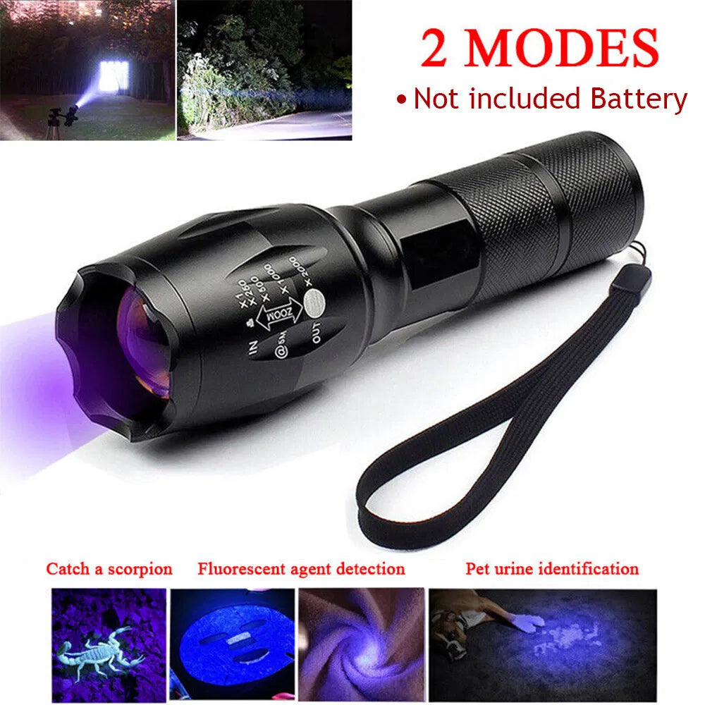 UV Flashlight LED Torch Zoomable Ultra Violet Black White Dual Light Detector - view 2