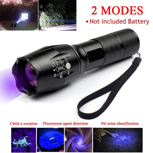 UV Flashlight LED Torch Zoomable Ultra Violet Black White Dual Light Detector - view 2
