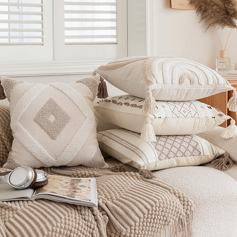 Simple Sofa With Tassel Cushion And Throw Pillow Covers - view 4