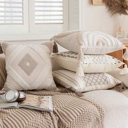 Simple Sofa With Tassel Cushion And Throw Pillow Covers - view 4