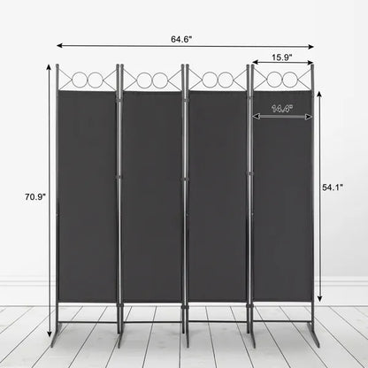 6FT 4-Fold Top With Shape 160g Polyester Cloth Plastic Feet Carbon Steel Frame Foldable Screen Black - view 7