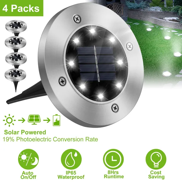 4Pcs Solar Powered Ground Light Outdoor IP65 Waterproof Buried - view 3
