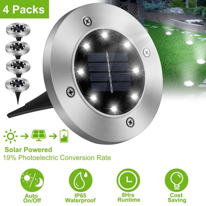 4Pcs Solar Powered Ground Light Outdoor IP65 Waterproof Buried - view 3