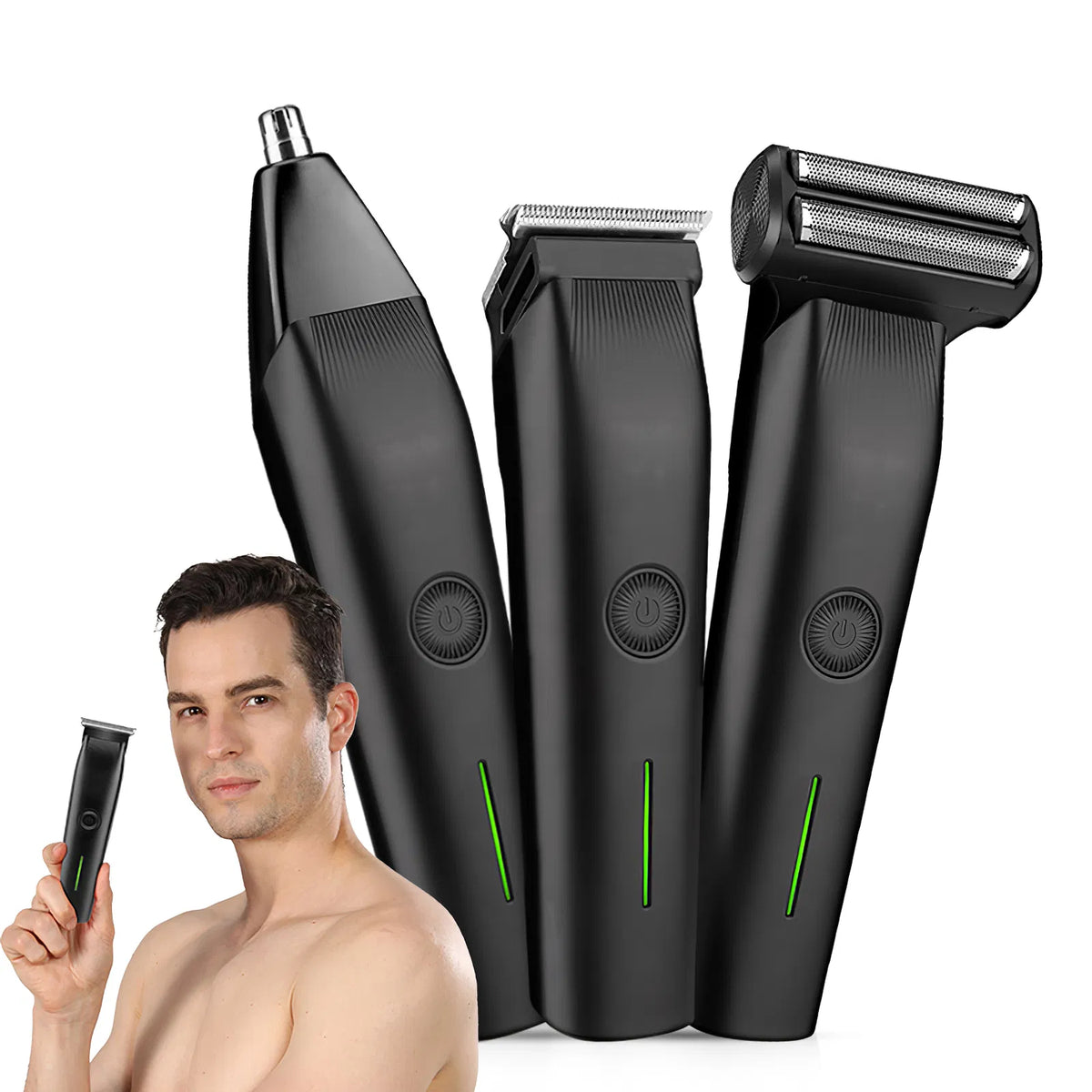 Beard Trimmer, 3 In 1 Hair Clippers And Mens Grooming Kit, Face, Nose, Ear Hair Trimmer - Black - view 7