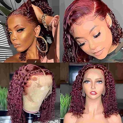13x4 Lace Bob Water Wave Human Hair Headband 99J Density - view 4
