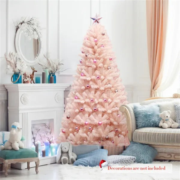 6ft Artificial Christmas Tree Hinged Full Fir Tree With Metal Stand - view 4
