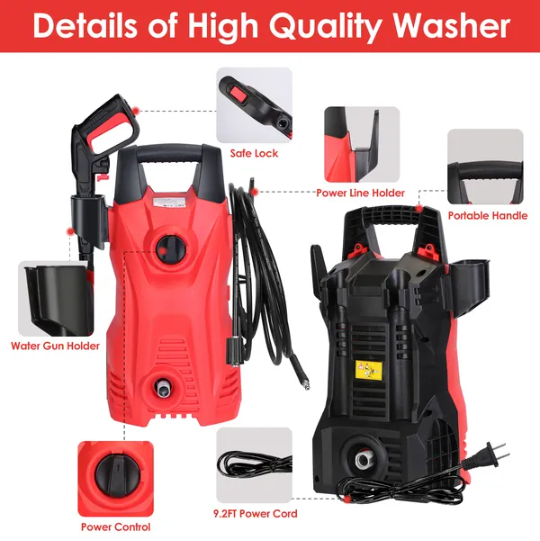 Electric High Pressure Washer 3000PSI Max 2.6GPM Powerful Car Washer Pressure Cleaner With Adjustable Spray Nozzle Soap - view 5