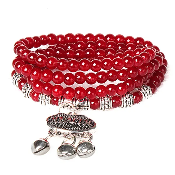 Red Agate Beaded Good Lock Bracelet - view 2