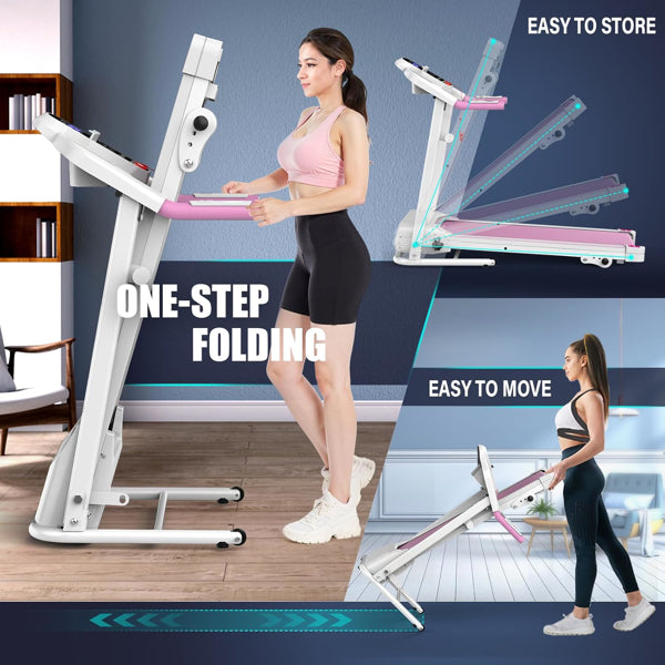 Compact Folding Treadmill For Home - 2.5HP Quiet Brushless Motor, 3-Level Incline, 7.5 MPH, Shock Absorption - view 4