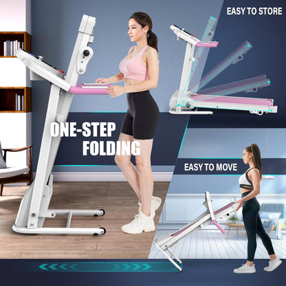 Compact Folding Treadmill For Home - 2.5HP Quiet Brushless Motor, 3-Level Incline, 7.5 MPH, Shock Absorption - view 4