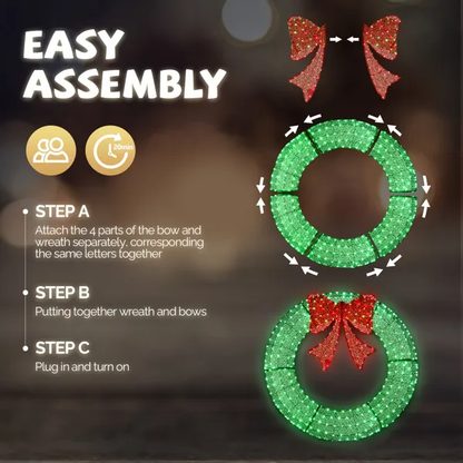 48in Pre-Lit Outdoor Christmas Wreath Decoration - view 4