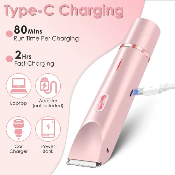 2 In 1 Bikini Trimmer For Women Dual Head Cordless Body Shaver IPX7 Waterproof Rechargeable Pubic Hair Razor Wet - view 9