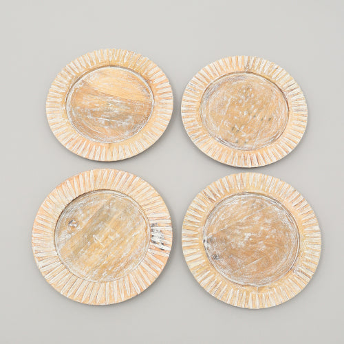 Handcrafted Wood White Charger Plate Wooden Dinning Placemat Artisan Wood Tableware - view 3