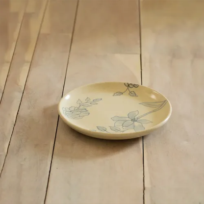 Off-White Round Ceramic Floral Print Side Plate Elegant Dining Accent For Any Table - view 6
