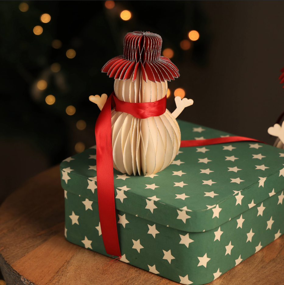 Honeycomb Handmade Paper Snowman - Holiday Decor