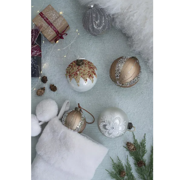 D3.9 Christmas Ball Ornaments, Glass Decorative Hanging Ball Christmas Tree Ornaments For Holiday Party Decorations - view 2