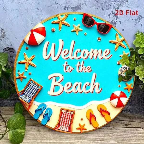 Welcome To The Beach Metal Sign 8x8 Inch Vintage Seaside Vacation Decor, Coastal Summer Wall Art Plaque - view 4