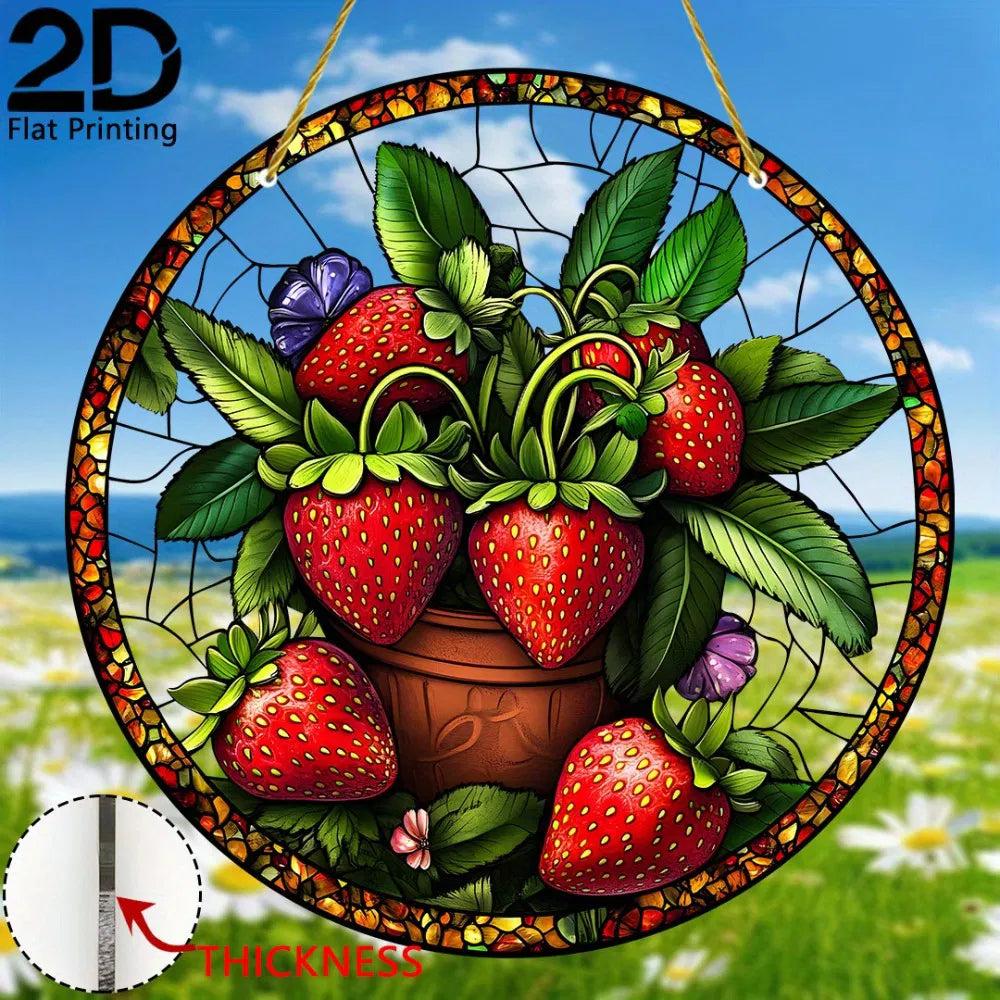 Acrylic Strawberry Hanging Decor Colorful Window Wall Art Garden Ornament Unique Gift for Nature Lovers - view 4