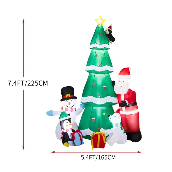 7.5FT Lighted Christmas Inflatable Decoration, Inflatable Christmas Tree With Santa And Snowman - view 8