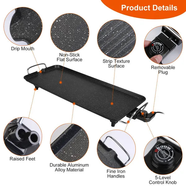 Electric Barbecue Grill Hot Plate Cooking BBQ Griddle Non-Stick Table Top Grill Griddle For Indoor Outdoor Camping - view 3