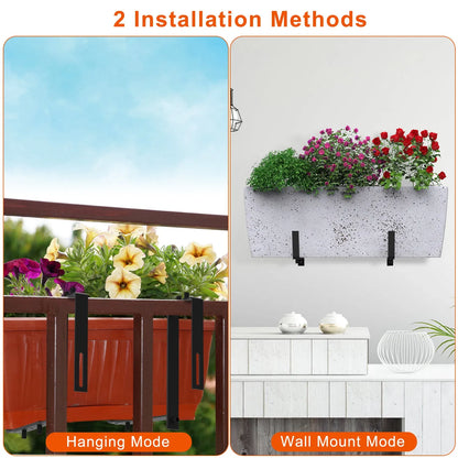 Telescopic Window Planter Bracket, Iron No-Drill Wall-Mounted Flower Box Holder, Tray & Dual-Size Hook - view 4