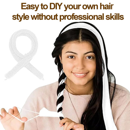 Satin Heatless Hair Curler, Lazy Natural Soft Wave DIY Heatless Curls For Sleep In Overnight, For All Hair Types - White - view 8
