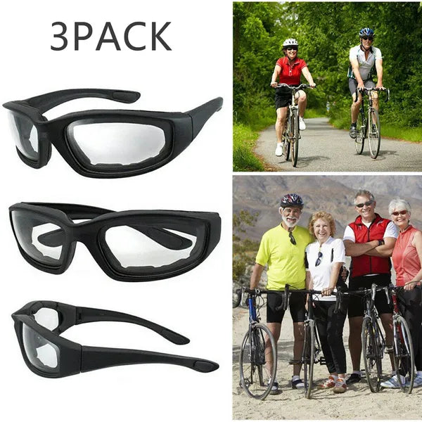 3Pair Motorcycle Riding Glasses Wind Resistant Bike Goggles UV Protection Resistant Padded Comfortable Outdoor Sport - view 3