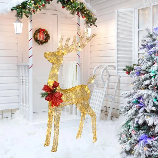 Lighted Christmas Reindeer Outdoor Decorations, Weather Proof 4ft Santa's Sleigh Reindeer Christmas Ornament Indoor - view 4