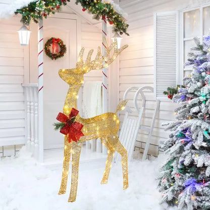 Lighted Christmas Reindeer Outdoor Decorations, Weather Proof 4ft Santa's Sleigh Reindeer Christmas Ornament Indoor - view 4