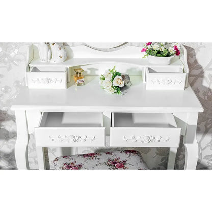 Modern Concise 4-Drawer 360-Degree Rotation Removable Mirror Dresser White =32759839 - view 5