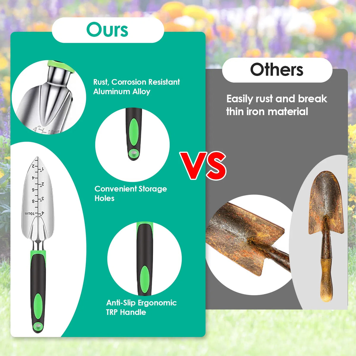Aluminum Alloy Gardening Hand Tools 13-Piece Set, Multi-Function Garden Kit with Oxford Carry Bag, Plant Tags - view 6