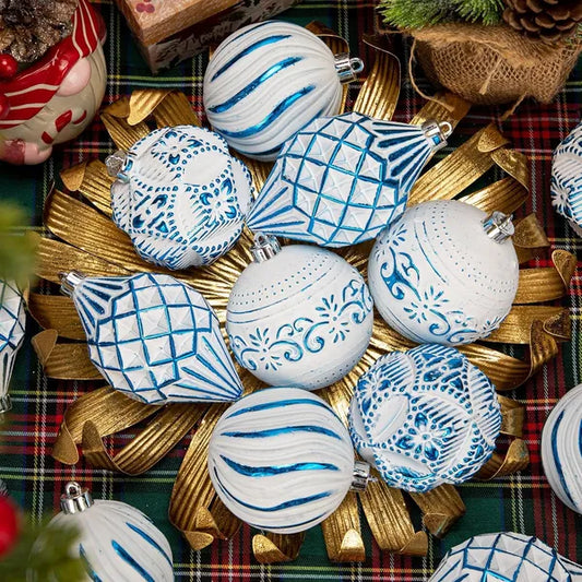 16PCS Shatterproof Christmas Ball Ornaments Set, Hand-Painted Holiday Decor With Assorted Sizes & Designs For Christmas