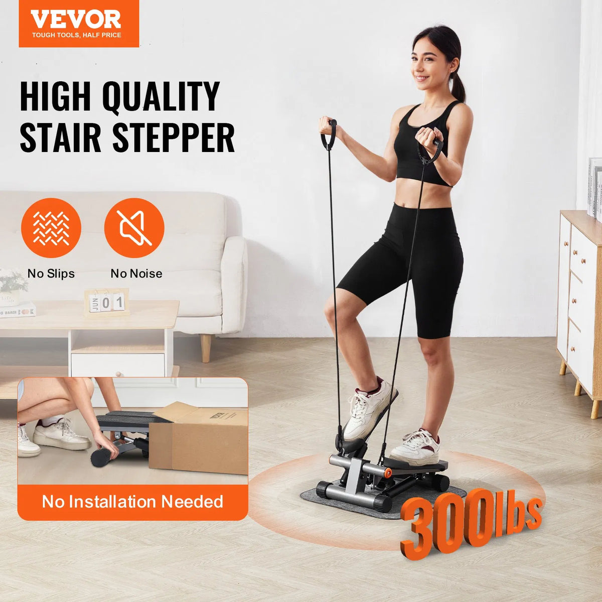 Stair Stepper For Exercise At Home Hydraulic Mini Stepper With Resistance Band - view 6