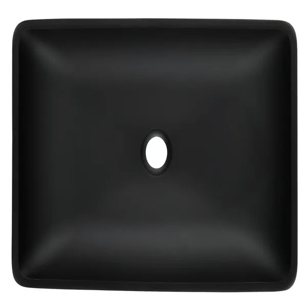 14.38" L -22.25" W -4.38" H Matte Shell Glass Rectangular Vessel Bathroom Sink in Black with Faucet and Pop-Up Drain - view 6