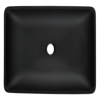 14.38" L -22.25" W -4.38" H Matte Shell Glass Rectangular Vessel Bathroom Sink in Black with Faucet and Pop-Up Drain - view 6