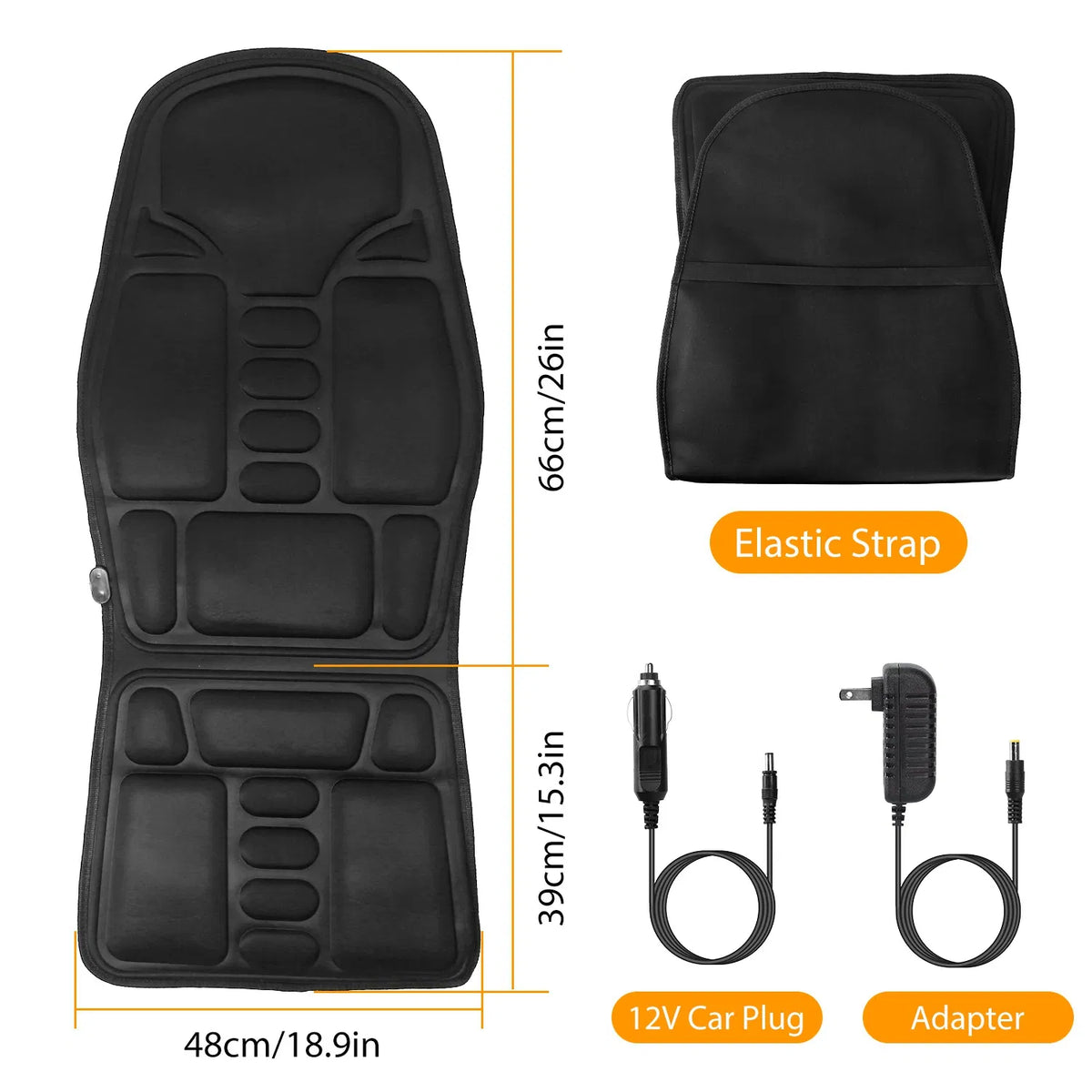 Back Massager Cushion Electric Massage Car Seat Cushion Chair Pad w / Heating Function 8 Vibration Modes 3 Intensity - view 6