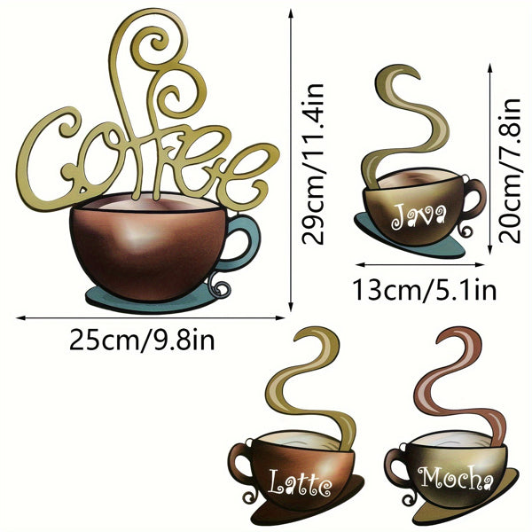 Metal Coffee Cup Wall Decor Retro Kitchen Coffee Bar Decorations - view 2