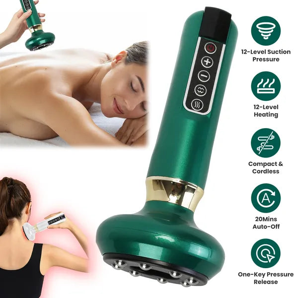 Anti Cellulite Massager Handheld Vacuum Suction Cupping Kit Beauty Tool With 12 Suction Mode 12 Heating 20Mins Auto-Off