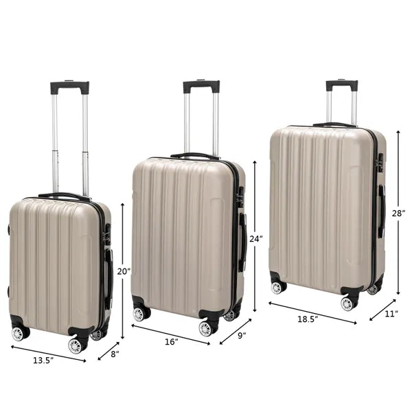 3-in-1 Multifunctional Large Capacity Traveling Storage Suitcase Luggage Set Champagne - view 4