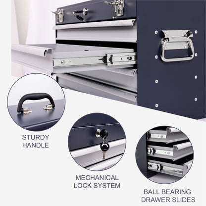 Heavy Duty Metal Tool Box, 21-inch, Portable Metal Tool Box With 4 Drawers, Small Tool Chest With EVA Liners - view 9