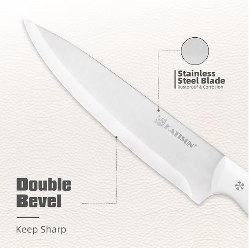 15-Piece White Kitchen Knife Set With Built-in Sharpening Stone, Ergonomic Triple Rivet Fixed Handles, Dishwasher Safe - view 3