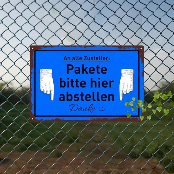 1pc Creative 2D Flat Directional Sign With German Text, Please Place Here Gesture Pattern Wall Decor